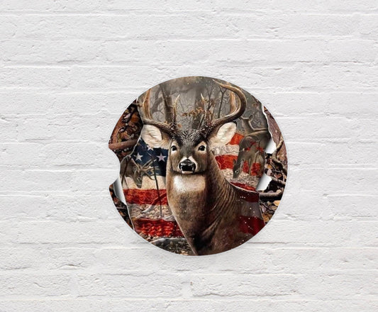 Deer with Flag Car Coasters